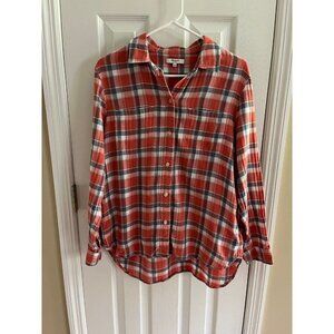 Madewell Orange Plaid Button Down Shirt